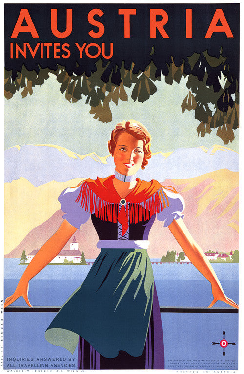 Austria Invites You Vintage Travel Poster