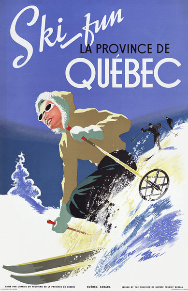 Ski fun La Province de Québec Vintage Travel Poster