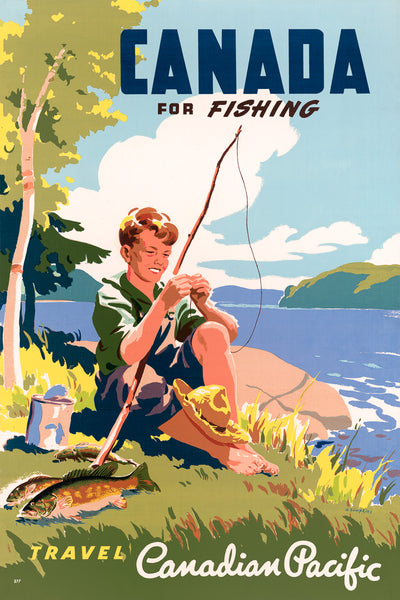 Quebec Travel Art Fishing Canada Poster Print Home Decor XR178 -  Canada