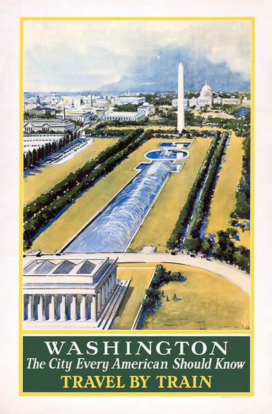 Washington: Travel by Train Vintage Travel Poster