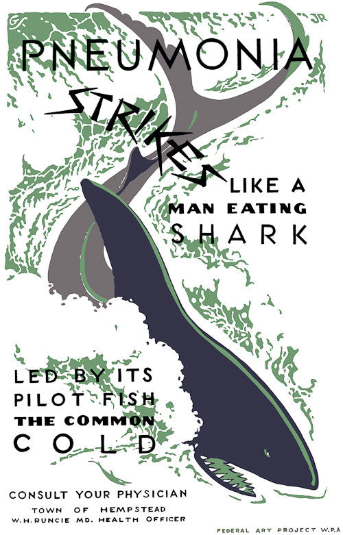 Pneumonia strikes like a man eating shark – Vintagraph Art
