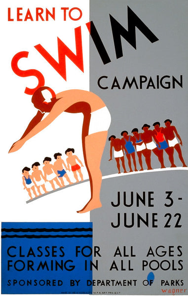 Learning to Swim Vintage French Swimmers Poster for Sale by AntiqueImages