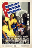 February Fiestas in Havana Vintage Travel Poster
