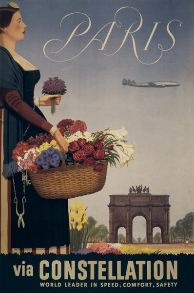 Paris via Constellation Vintage Travel Poster