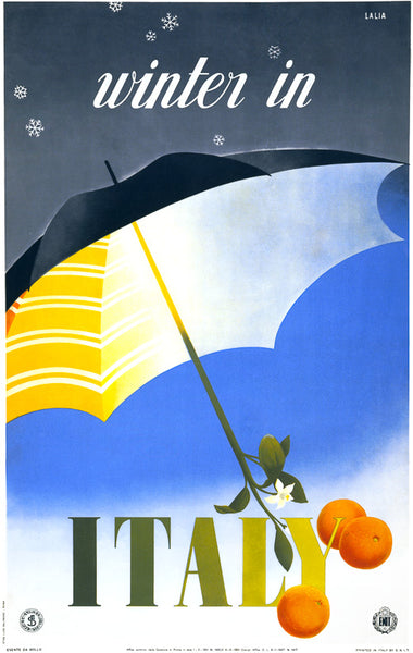Winter in Italy Vintage Travel Poster