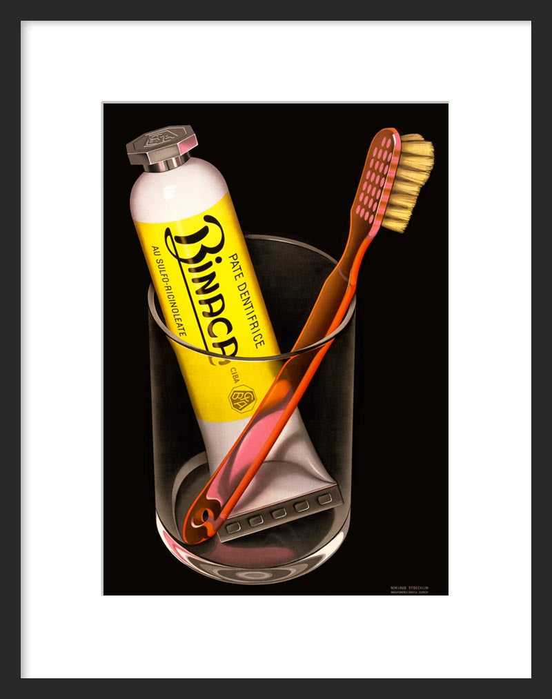 Binaca Toothpaste advertising poster framed
