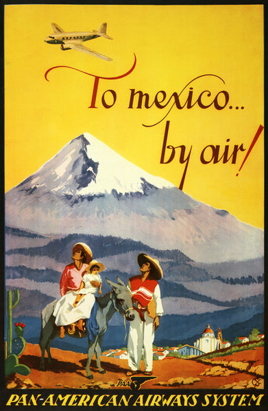 To Mexico By Air Vintage Travel Poster