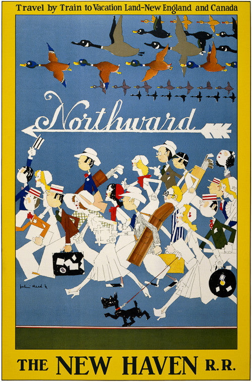 Travel by Train to Vacation Land Vintage Travel Poster