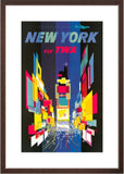 New York Fly TWA framed print brown
