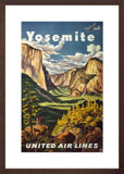 Yosemite United Airlines Poster  brown frame