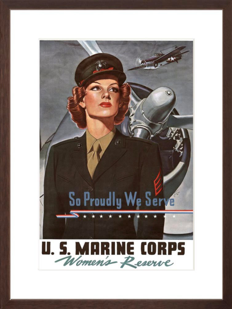 So Proudly We Serve poster brown frame