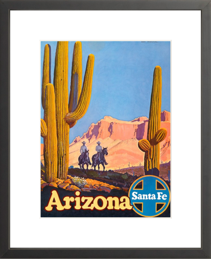 Arizona Cowboys: Santa Fe Railroad framed poster