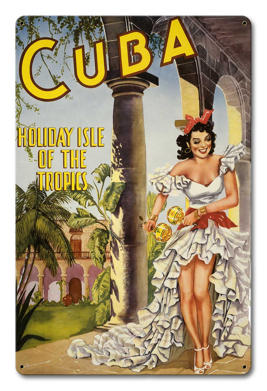 Cuba, Holiday Isle of the Tropics vintage travel poster Aluminum