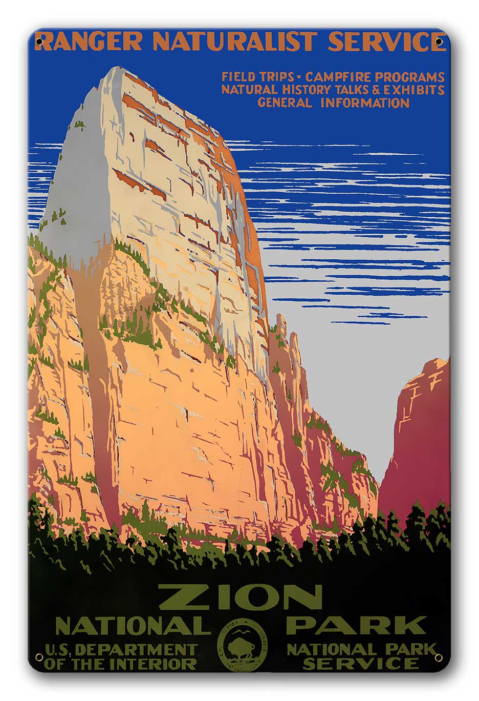 Zion National Park WPA Poster Aluminum