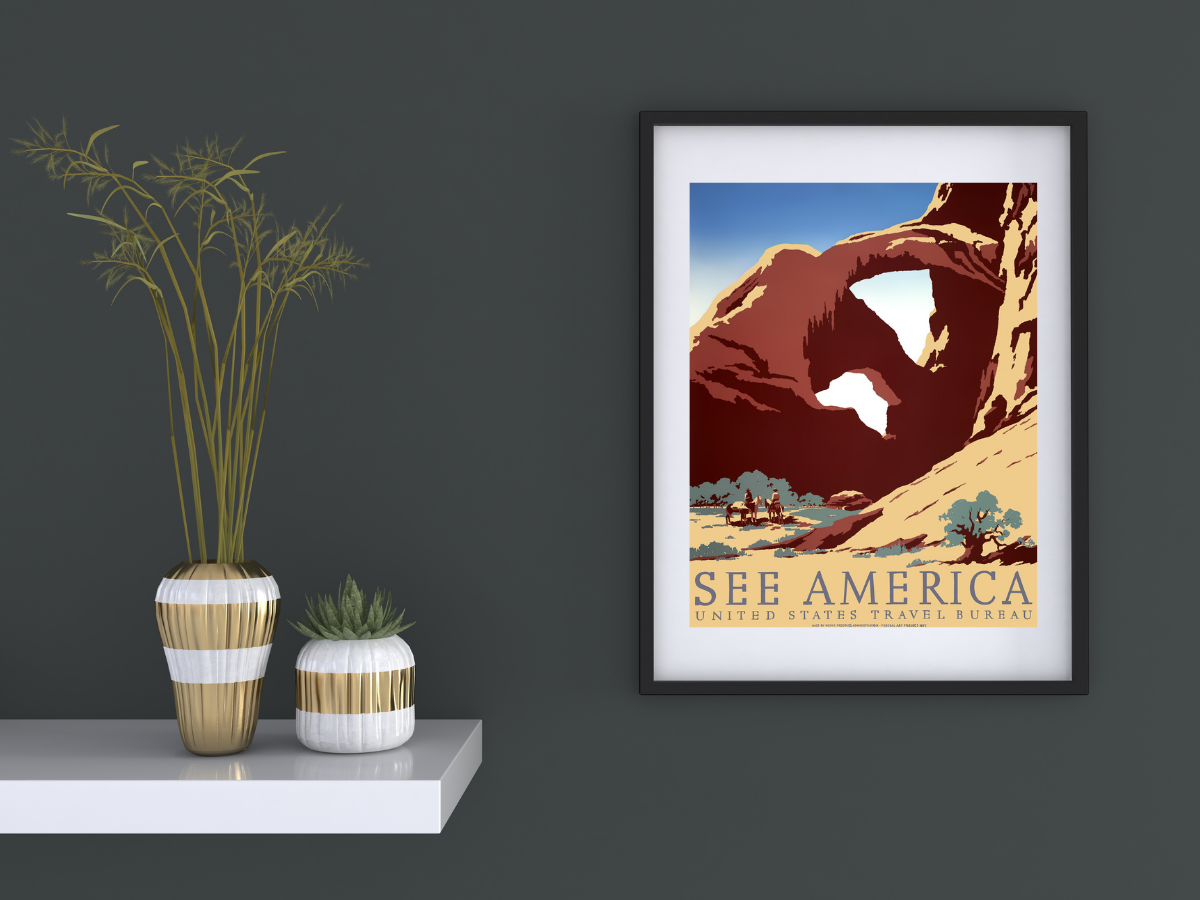 WPA Arches See America Poster framed print on wall