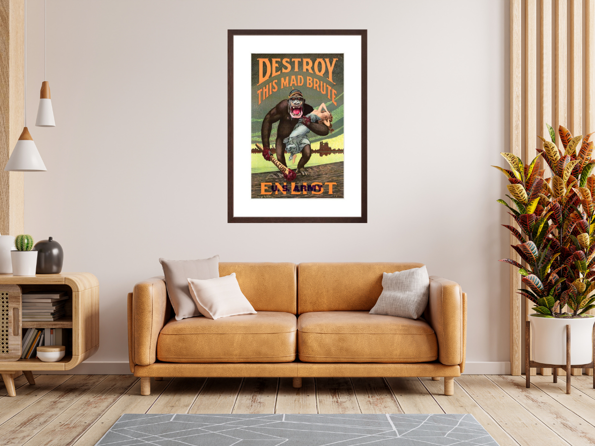 Destroy This Mad Brute poster on wall