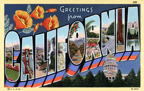 Greetings from California Postcard