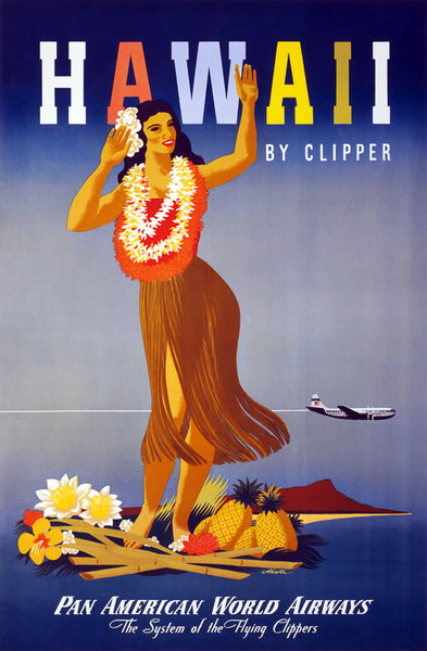 Hawaii by Clipper Vintage Travel Poster