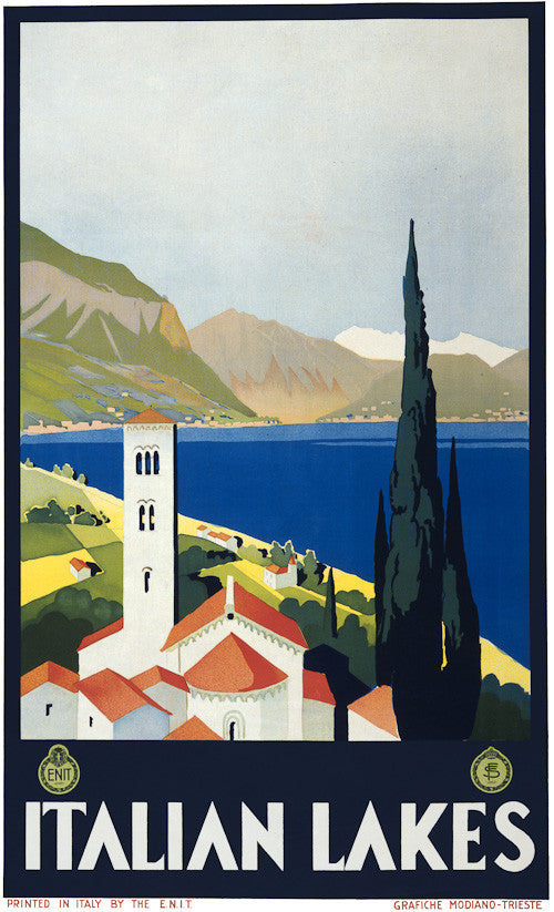 Italian Lakes Vintage Travel Poster