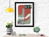 Keep Clean WPA Poster framed on wall