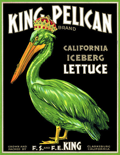 King Pelican Iceberg Lettuce fruit crate label