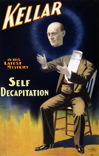 Magician Harry Kellar in His Latest Mystery: Self Decapitation
