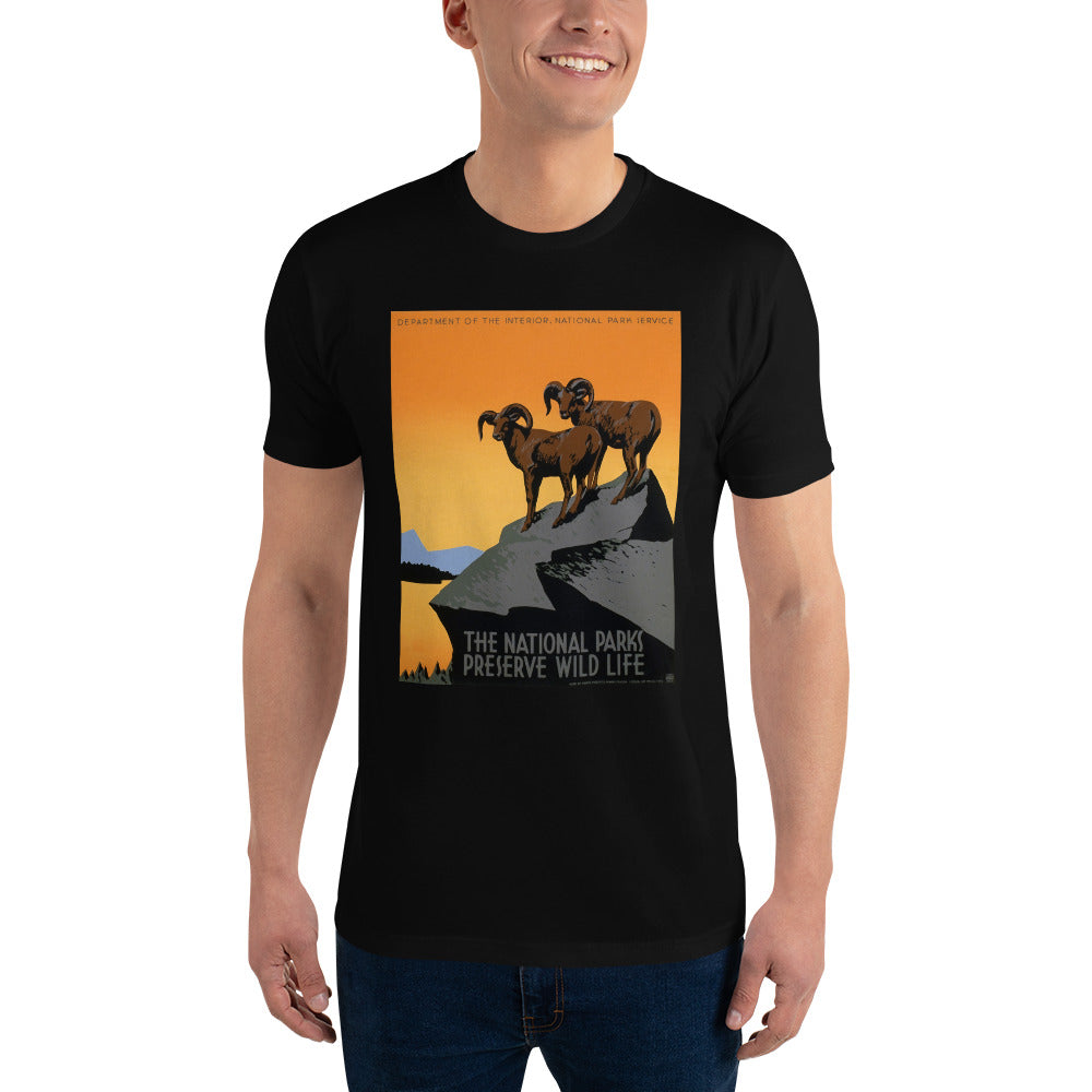 National Parks Preserve Wild Life Big Horn Sheep men's t-shirt black
