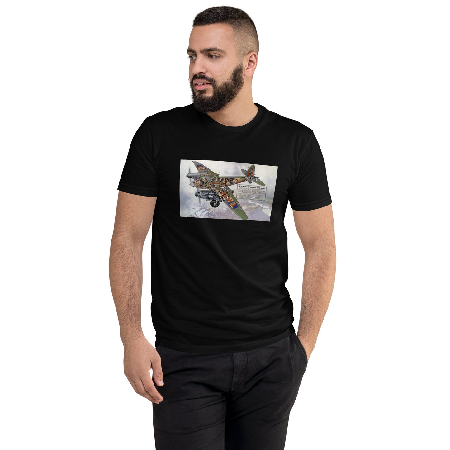 De Havilland "Mosquito" Light Bomber men's black t-shirt