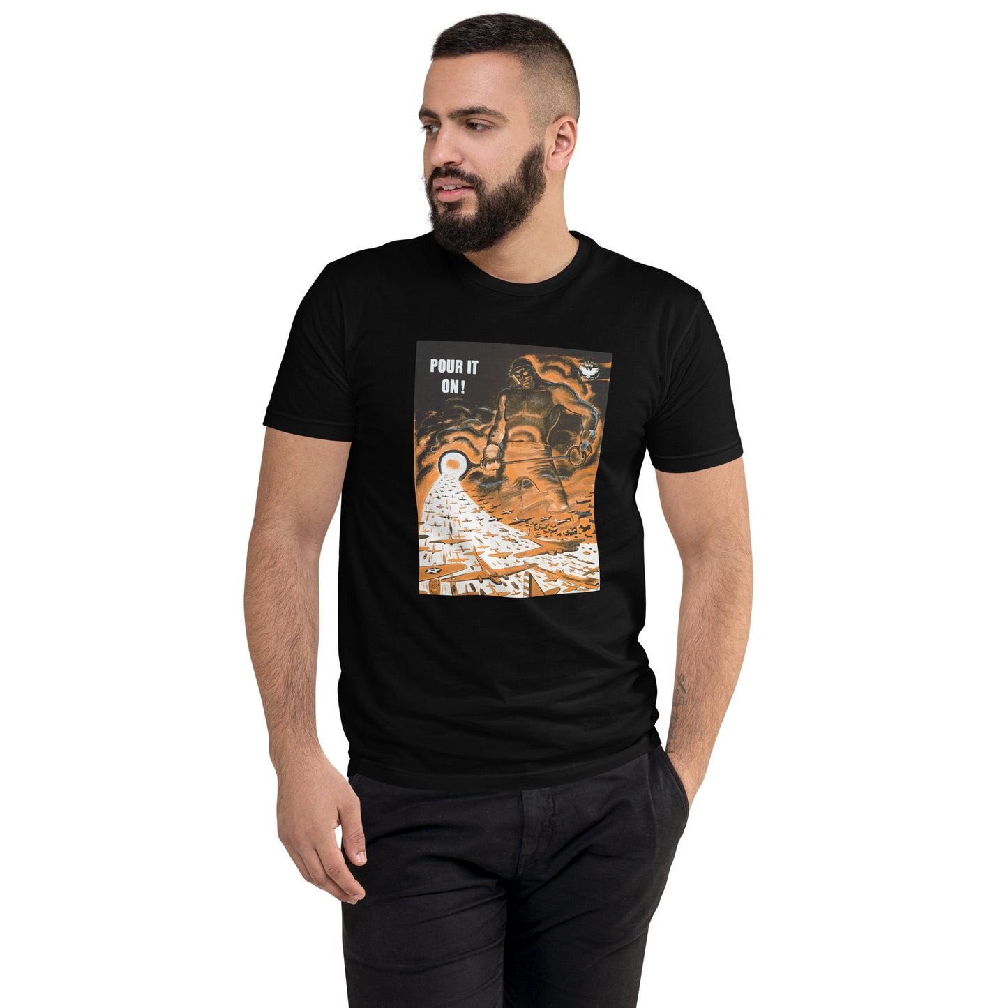 Pour It On! WWII poster men's black t-shirt