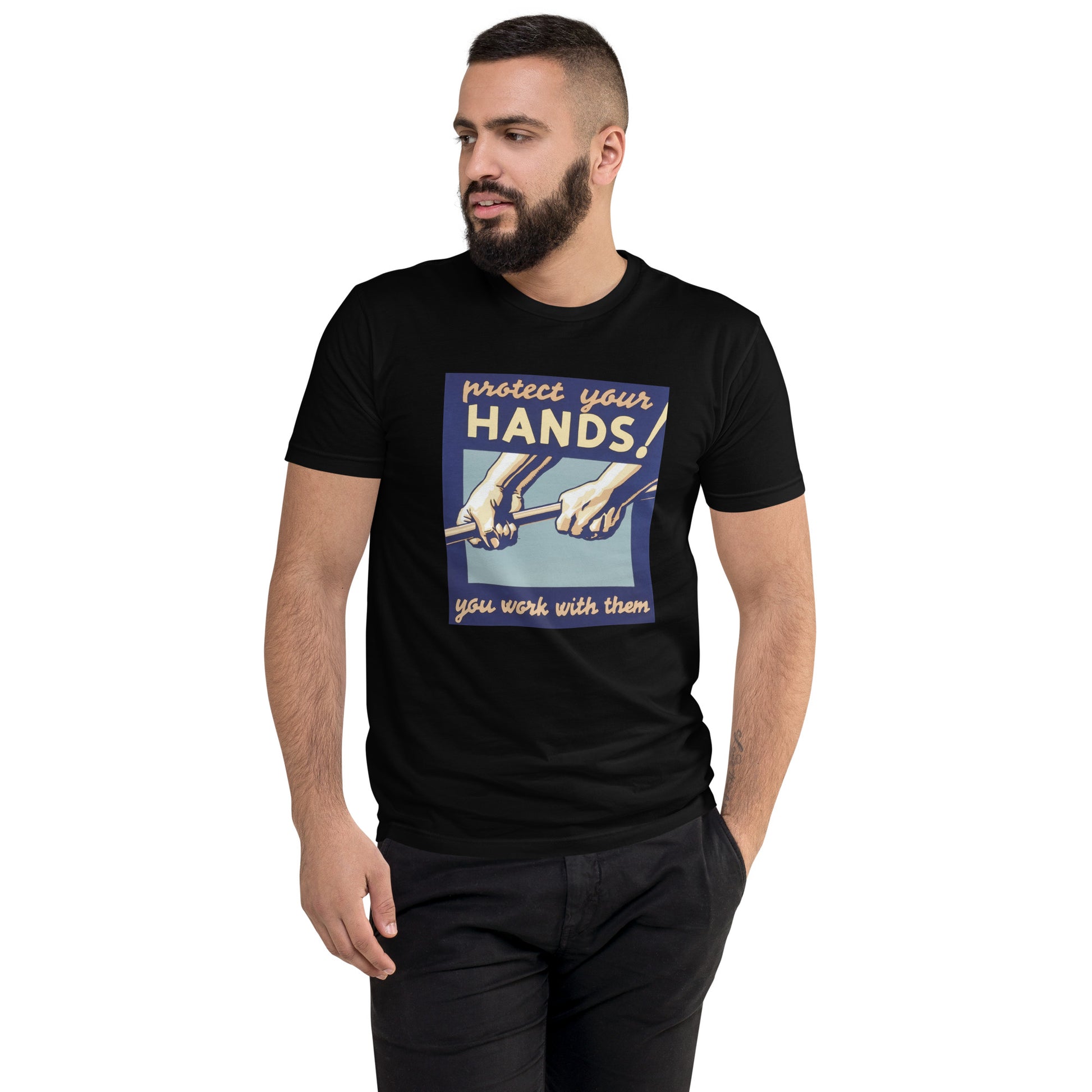 Protect Your Hands poster men's black t-shirt
