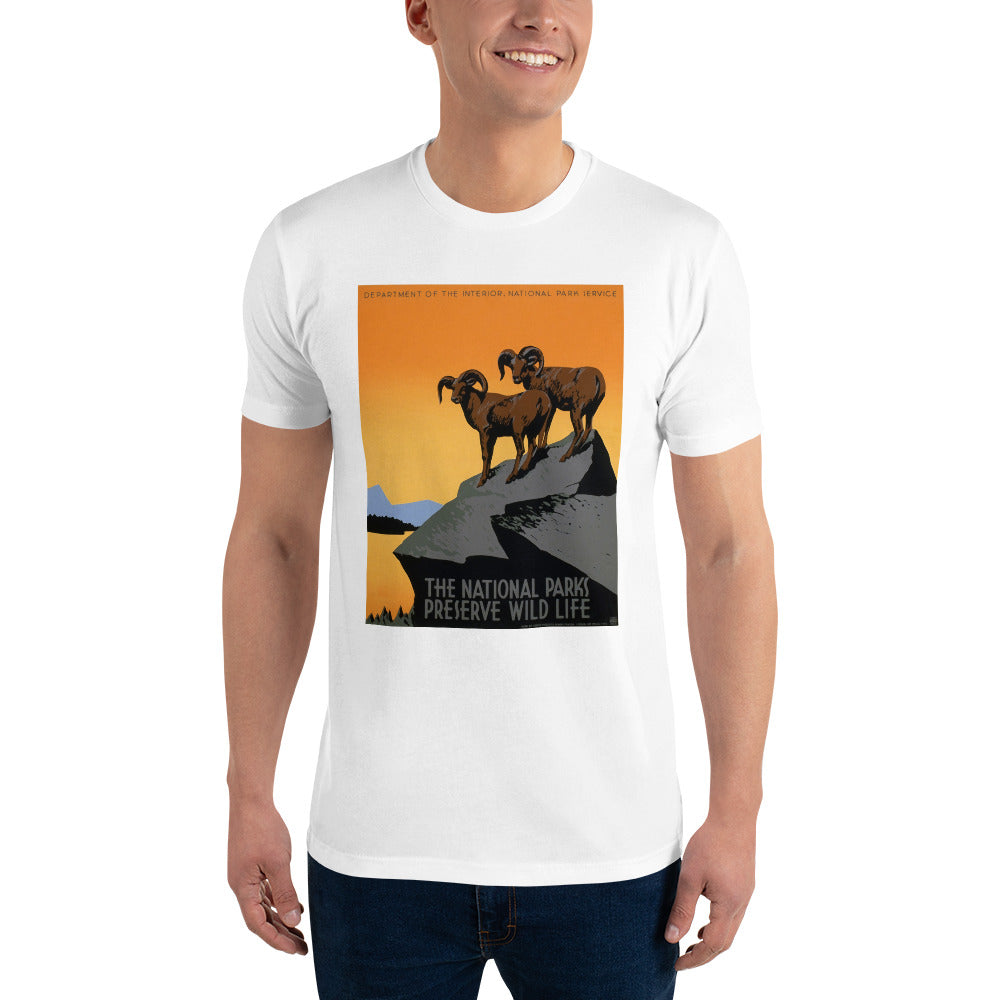 National Parks Preserve Wild Life Big Horn Sheep men's t-shirt white