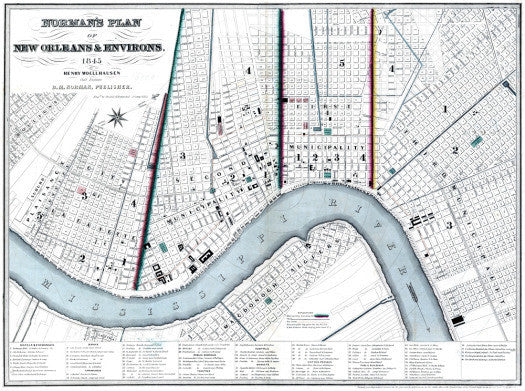 Vintage New Orleans Map, 1945 (White)