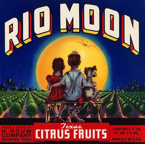 Rio Moon Texas Citrus fruit crate art