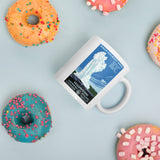 Yellowstone National Park Poster, 1938 coffee mug and donuts