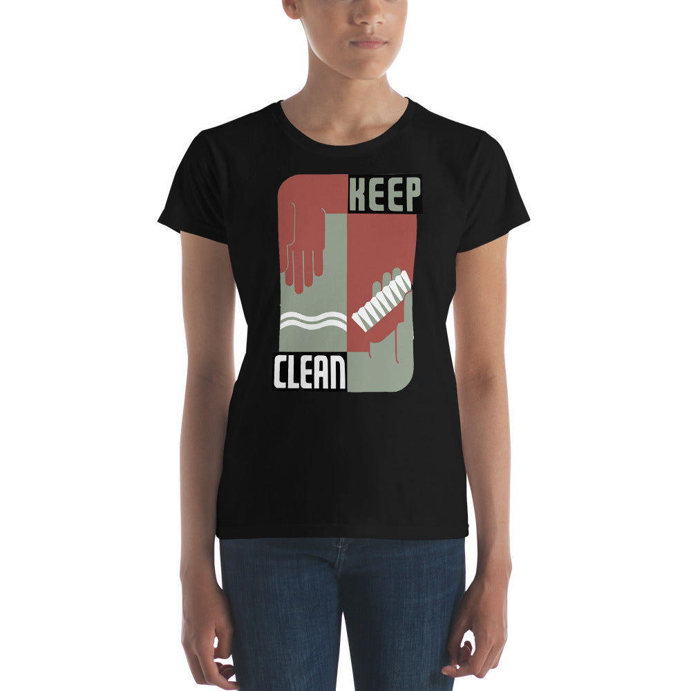 Keep Clean WPA Poster women's black t-shirt