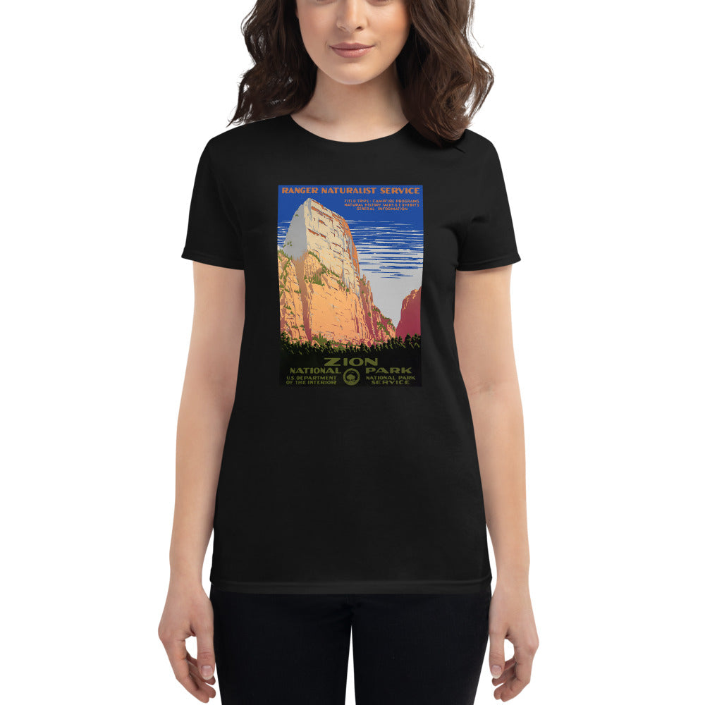 Zion National Park WPA Poster women's t-shirt black