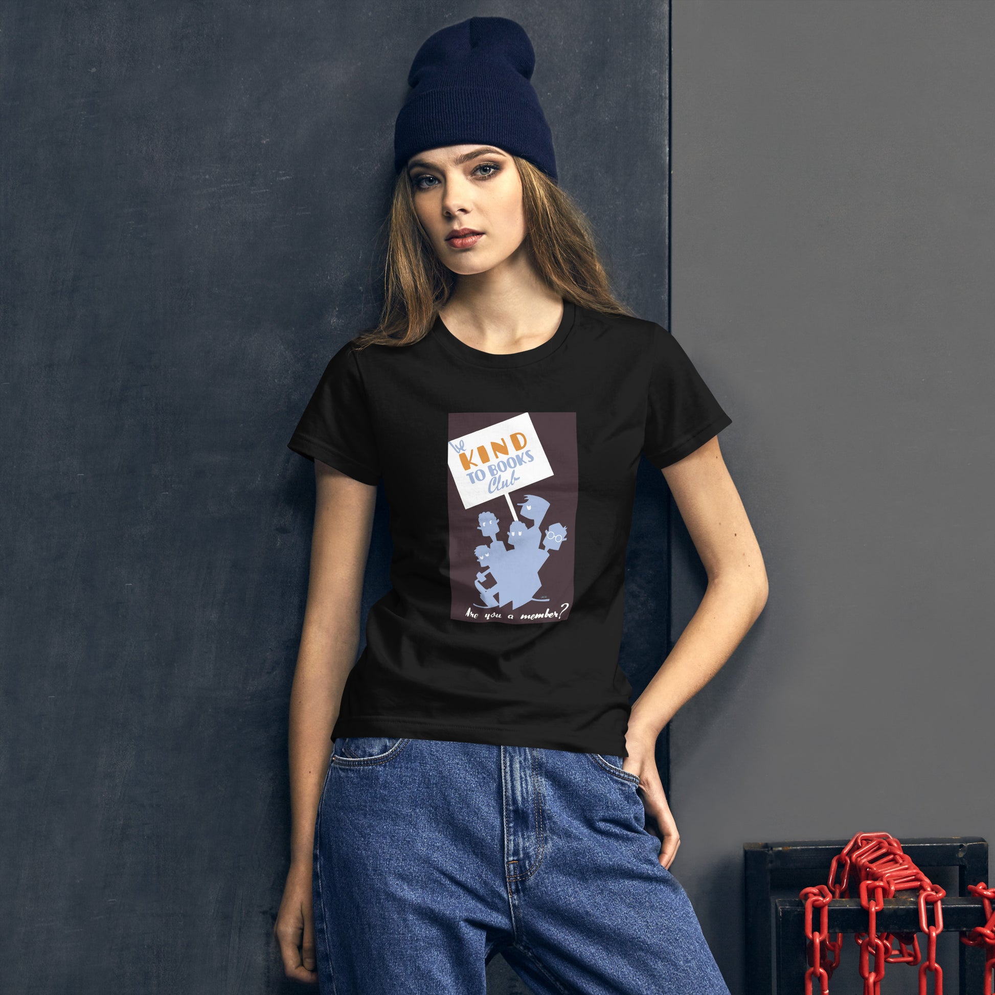 Be Kind to Books Club women's black t-shirt