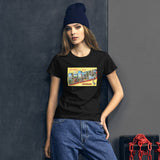 Greetings from New Orleans Postcard women's black t-shirt