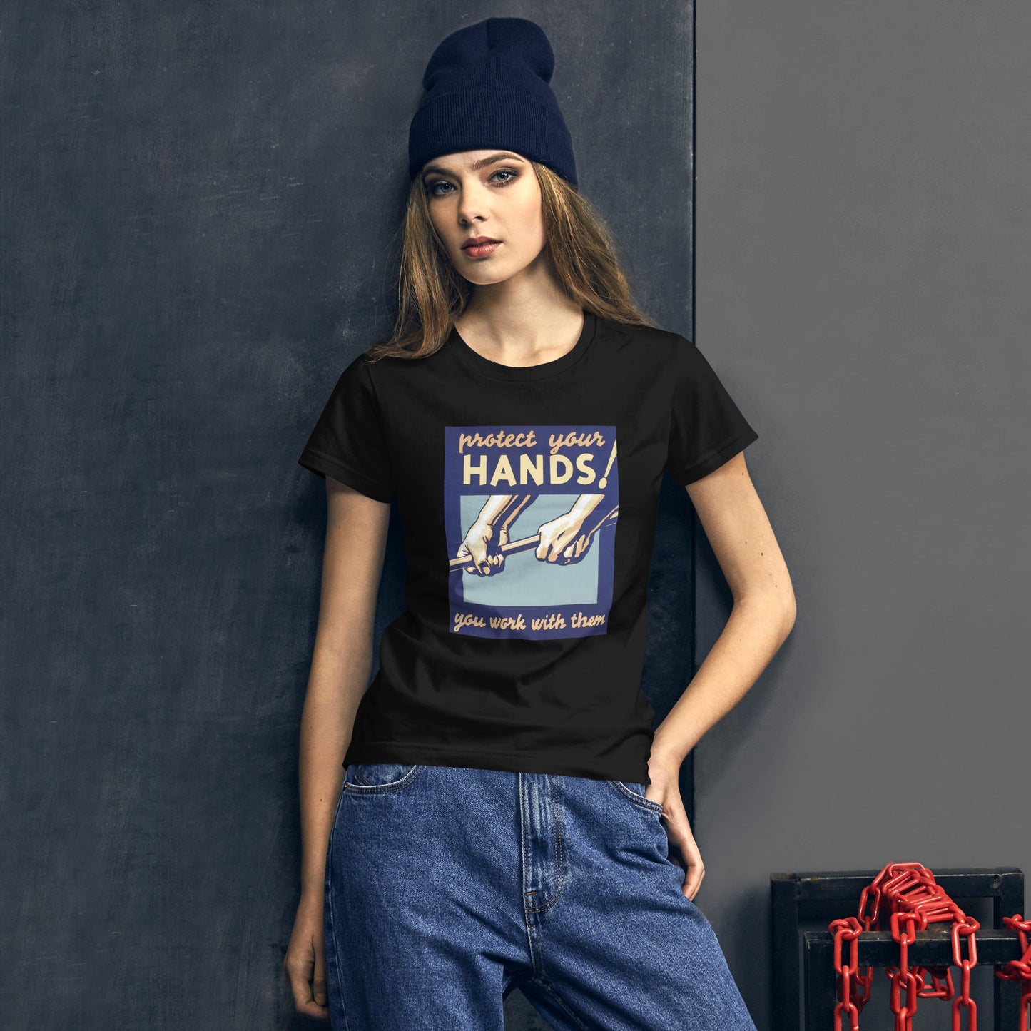 Protect Your Hands poster women's black t-shirt