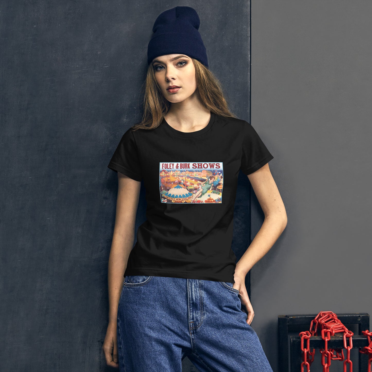 Foley & Burk Shows poster women's black t-shirt