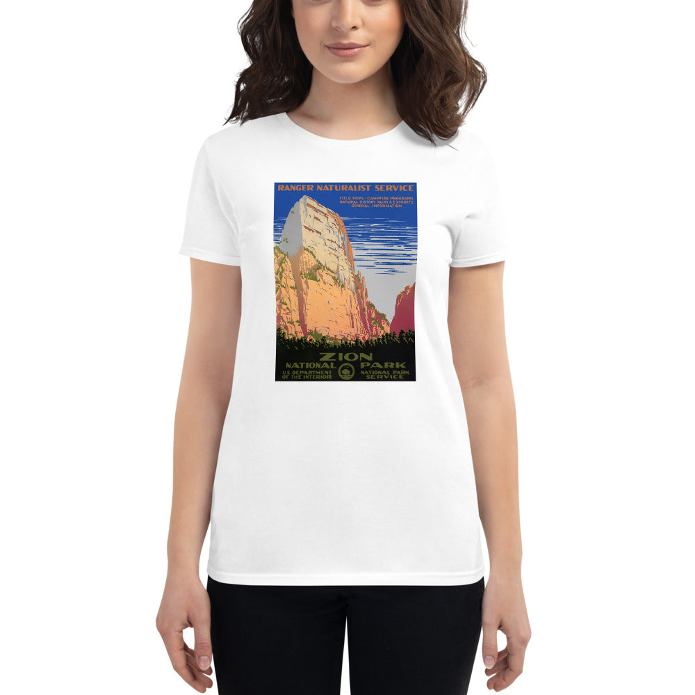 Zion National Park WPA Poster women's t-shirt white