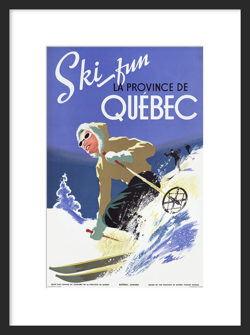 Ski fun La Province de Québec Vintage Travel Poster