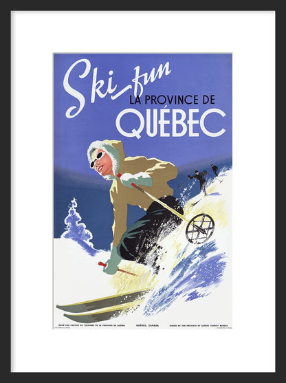 Ski fun La Province de Québec Vintage Travel Poster