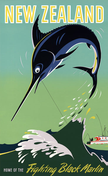 Home of the Fighting Black Marlin Vintage Travel Poster