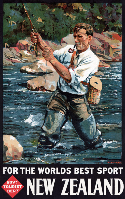 For the World's Best Sport New Zealand Vintage Travel Poster