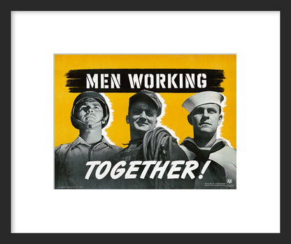 Men Working Together framed poster