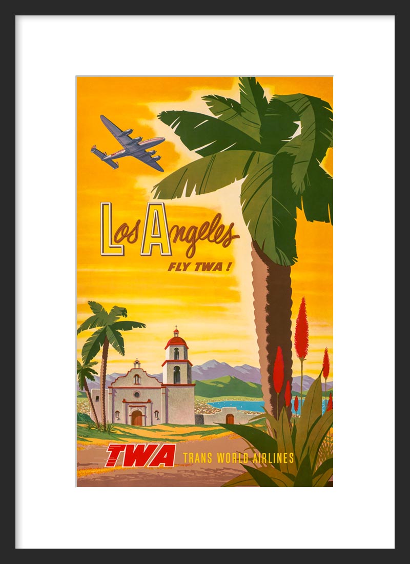Los Angeles: Fly TWA framed poster