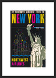Fly Northwest Airlines -- Finest to New York framed poster