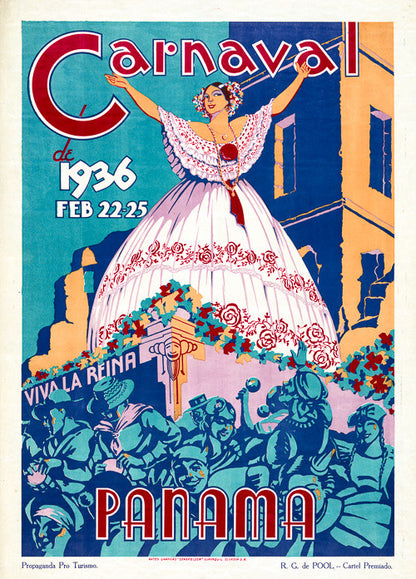 Carnaval de 1936, Panama vintage travel poster