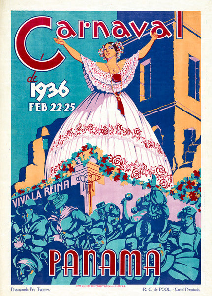Carnaval de 1936, Panama vintage travel poster